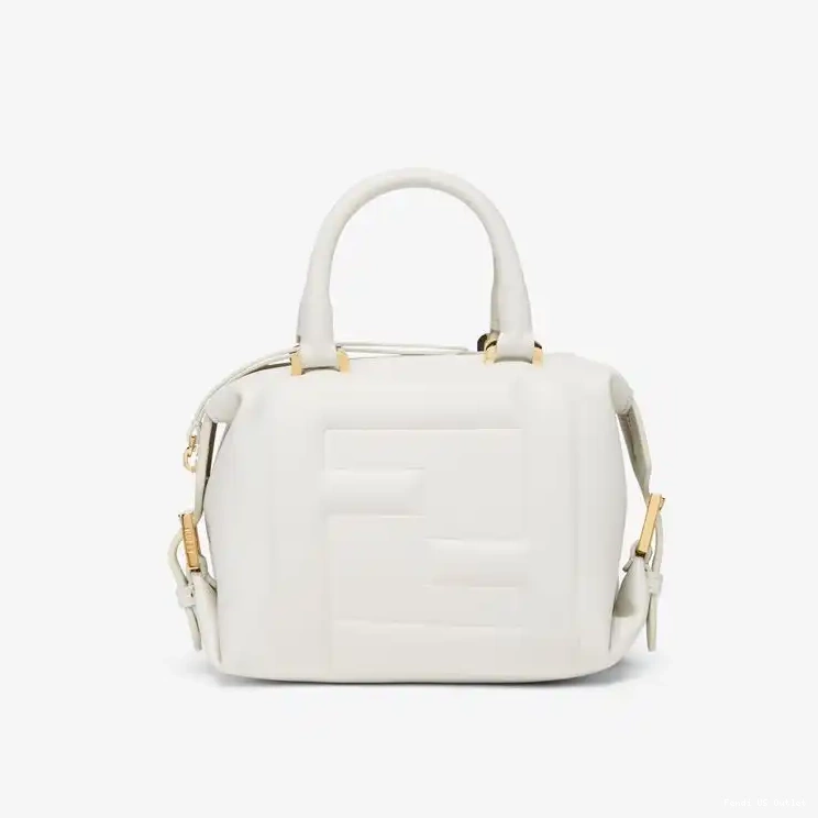 HOT Mini Fendi Cube Leather FF Nappa In White Bag 0425